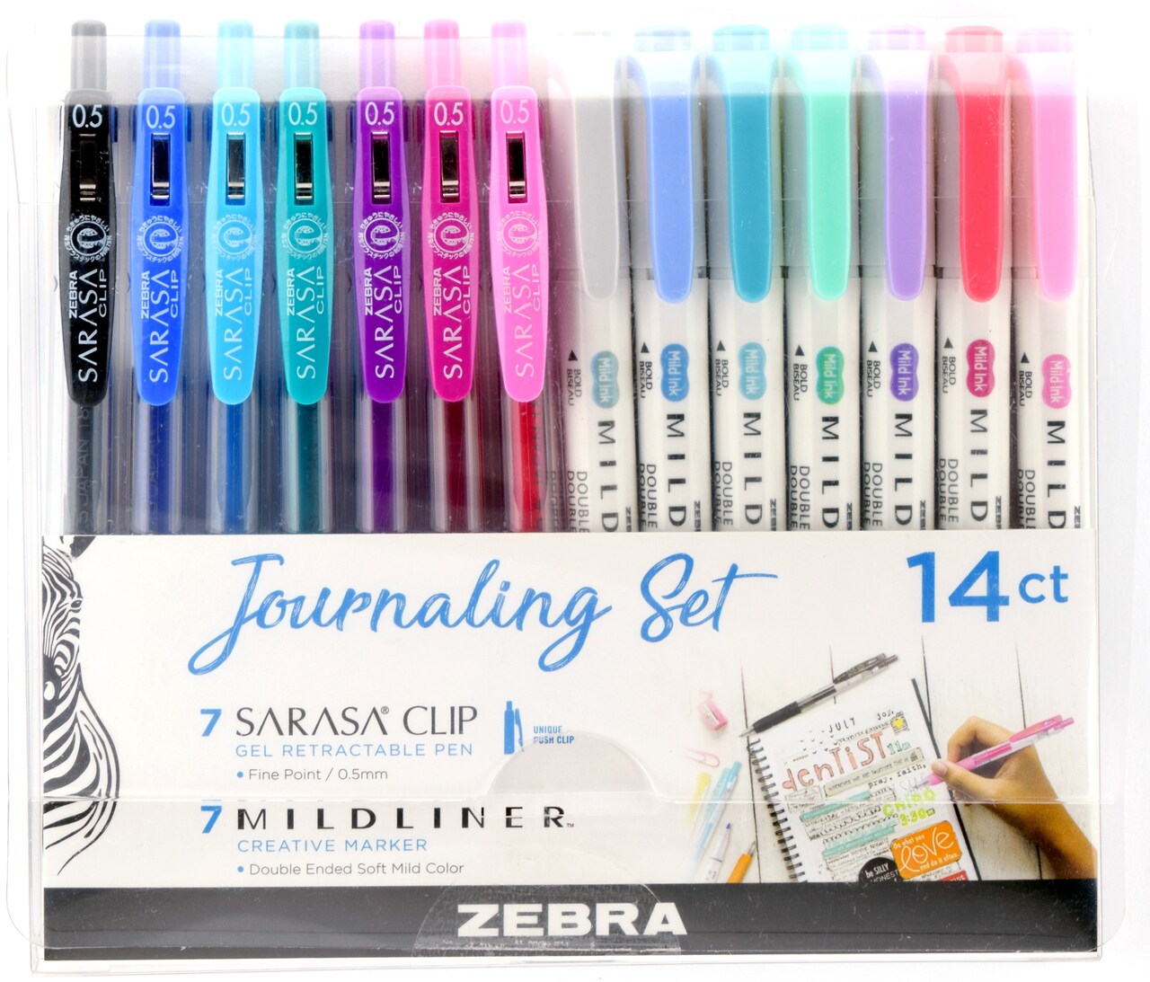 Zebra Mildliner Journaling Set 14/Pkg-Assorted Colors & Styles